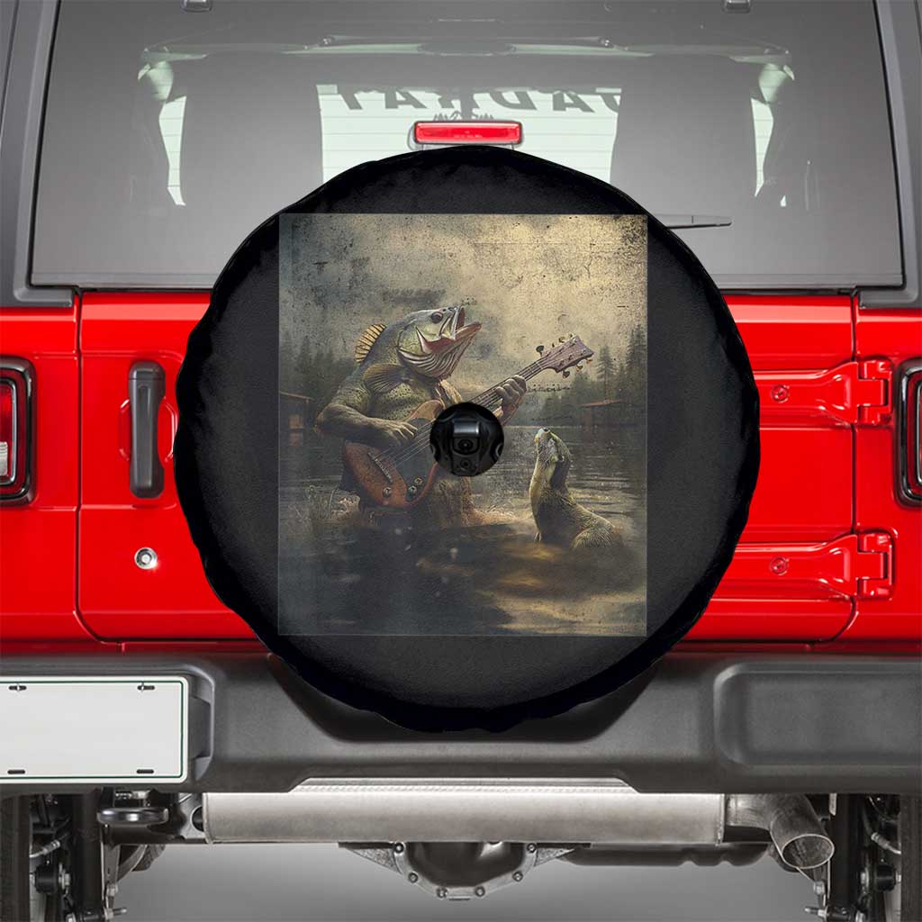 Weird Bass Fish Playing Bass Guitar Spare Tire Cover Funny Cursed Meme - Wonder Print Shop
