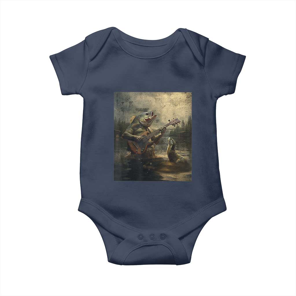 Weird Bass Fish Playing Bass Guitar Baby Onesie Funny Cursed Meme - Wonder Print Shop