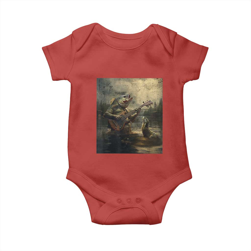 Weird Bass Fish Playing Bass Guitar Baby Onesie Funny Cursed Meme - Wonder Print Shop