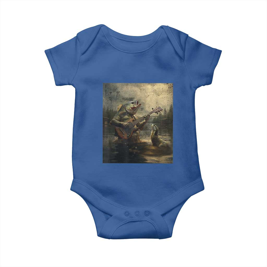 Weird Bass Fish Playing Bass Guitar Baby Onesie Funny Cursed Meme - Wonder Print Shop