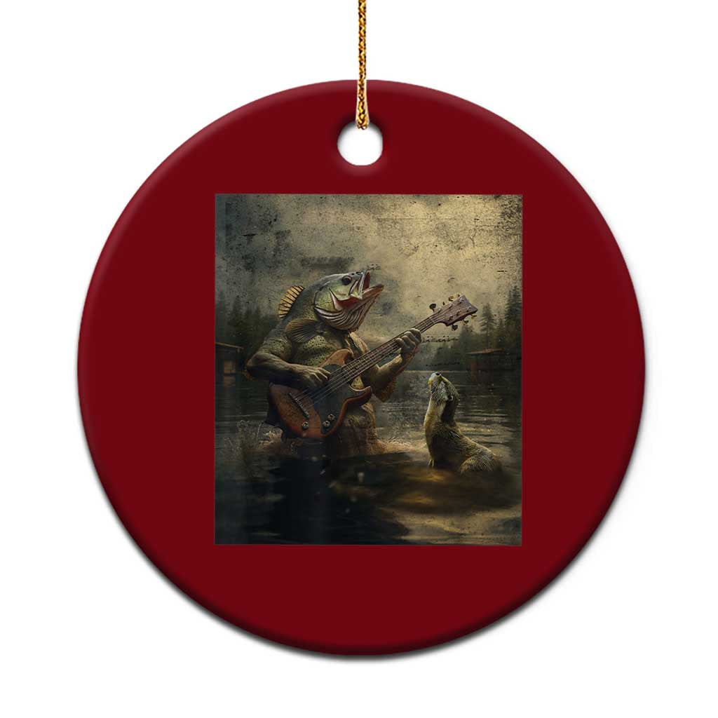 Weird Bass Fish Playing Bass Guitar Ceramic Ornament Funny Cursed Meme - Wonder Print Shop