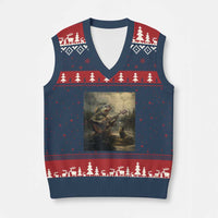 Weird Bass Fish Playing Bass Guitar V-Neck Knit Sweater Vest Funny Cursed Meme - Wonder Print Shop