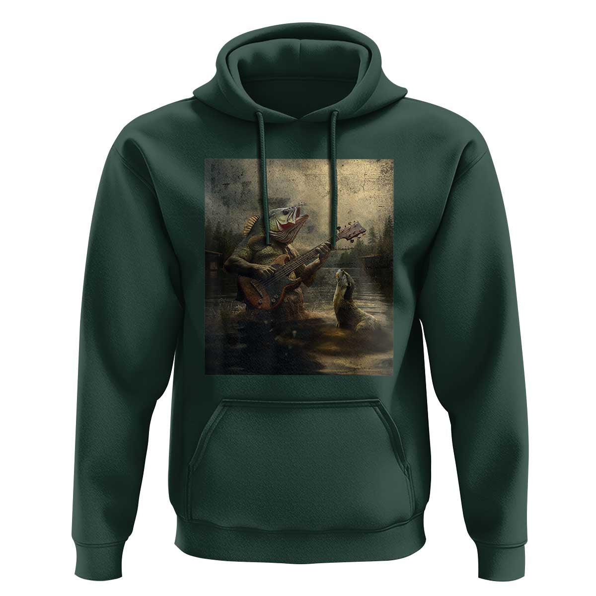 Weird Bass Fish Playing Bass Guitar Hoodie Funny Cursed Meme - Wonder Print Shop
