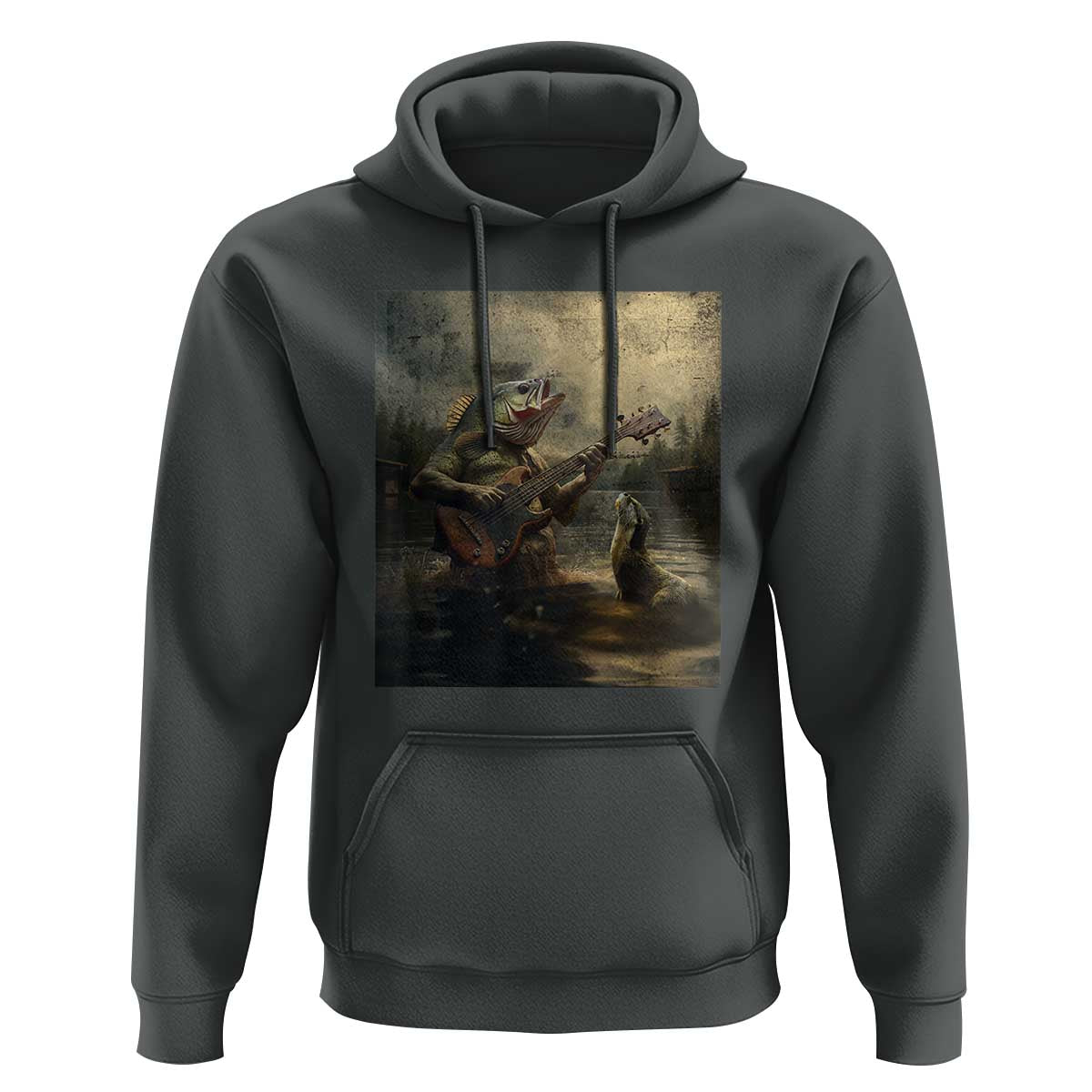 Weird Bass Fish Playing Bass Guitar Hoodie Funny Cursed Meme - Wonder Print Shop