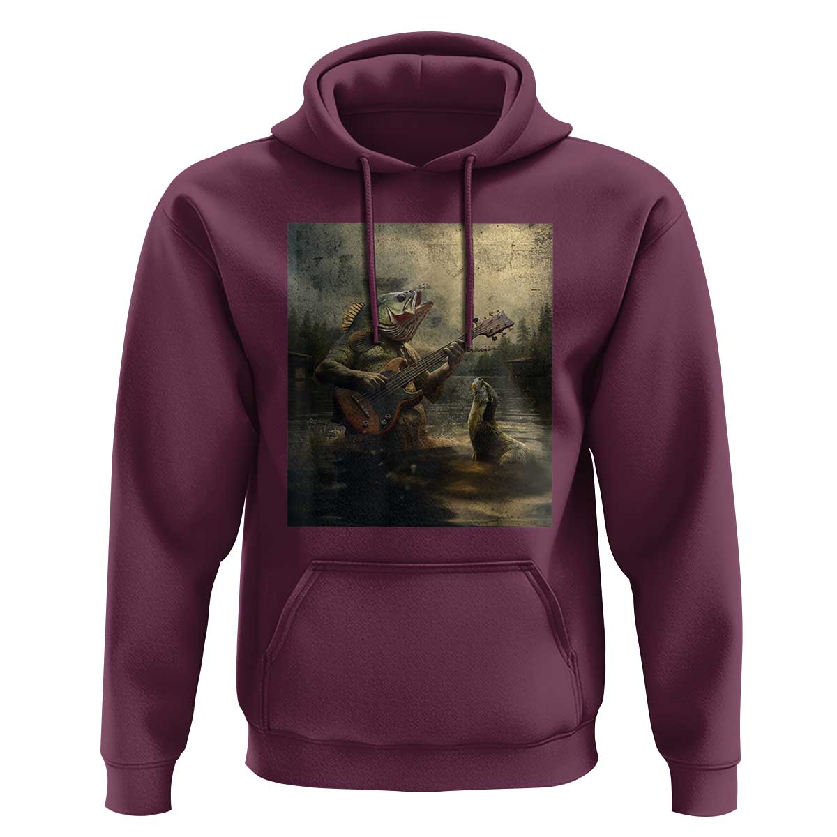 Weird Bass Fish Playing Bass Guitar Hoodie Funny Cursed Meme - Wonder Print Shop