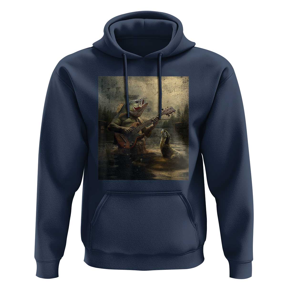 Weird Bass Fish Playing Bass Guitar Hoodie Funny Cursed Meme - Wonder Print Shop