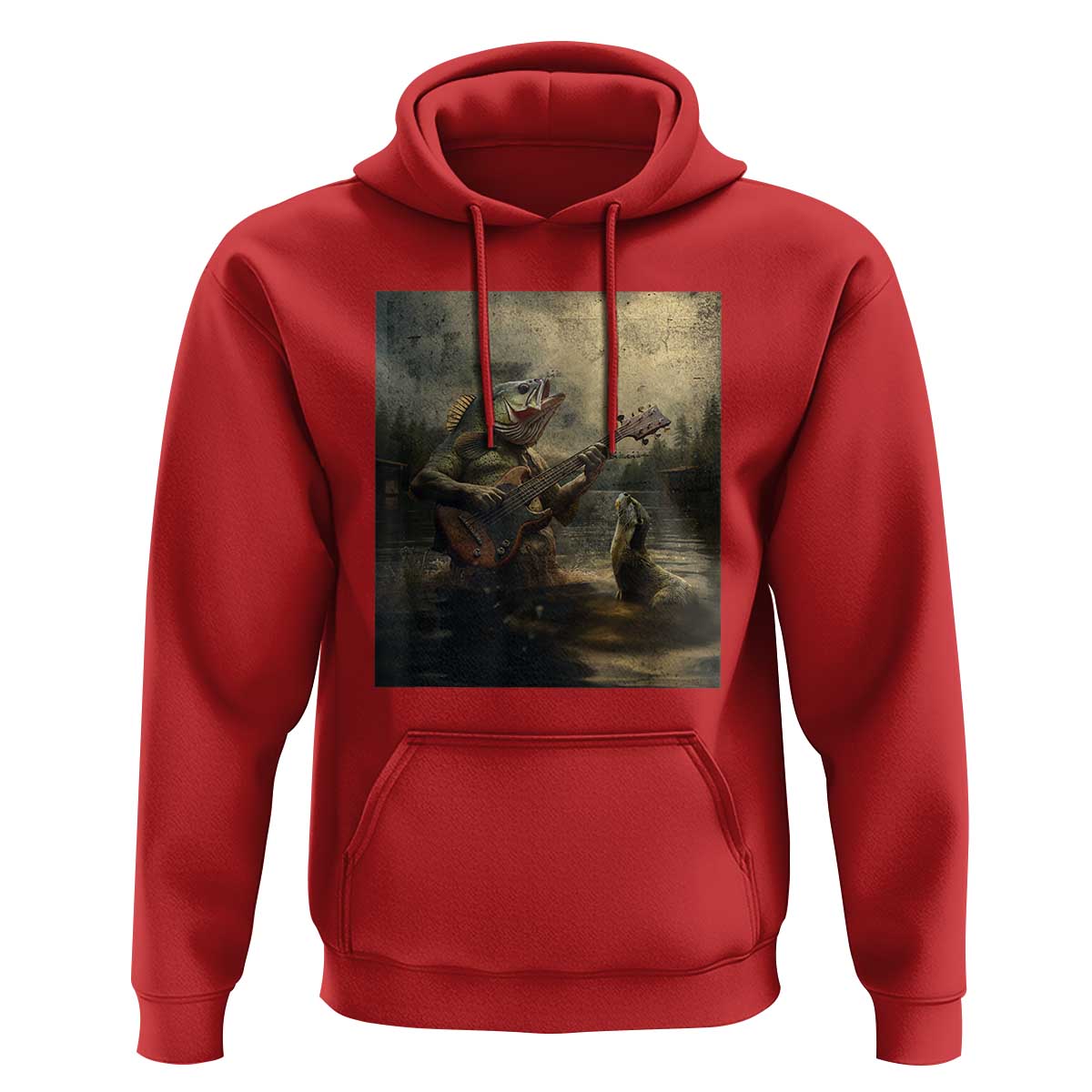 Weird Bass Fish Playing Bass Guitar Hoodie Funny Cursed Meme - Wonder Print Shop