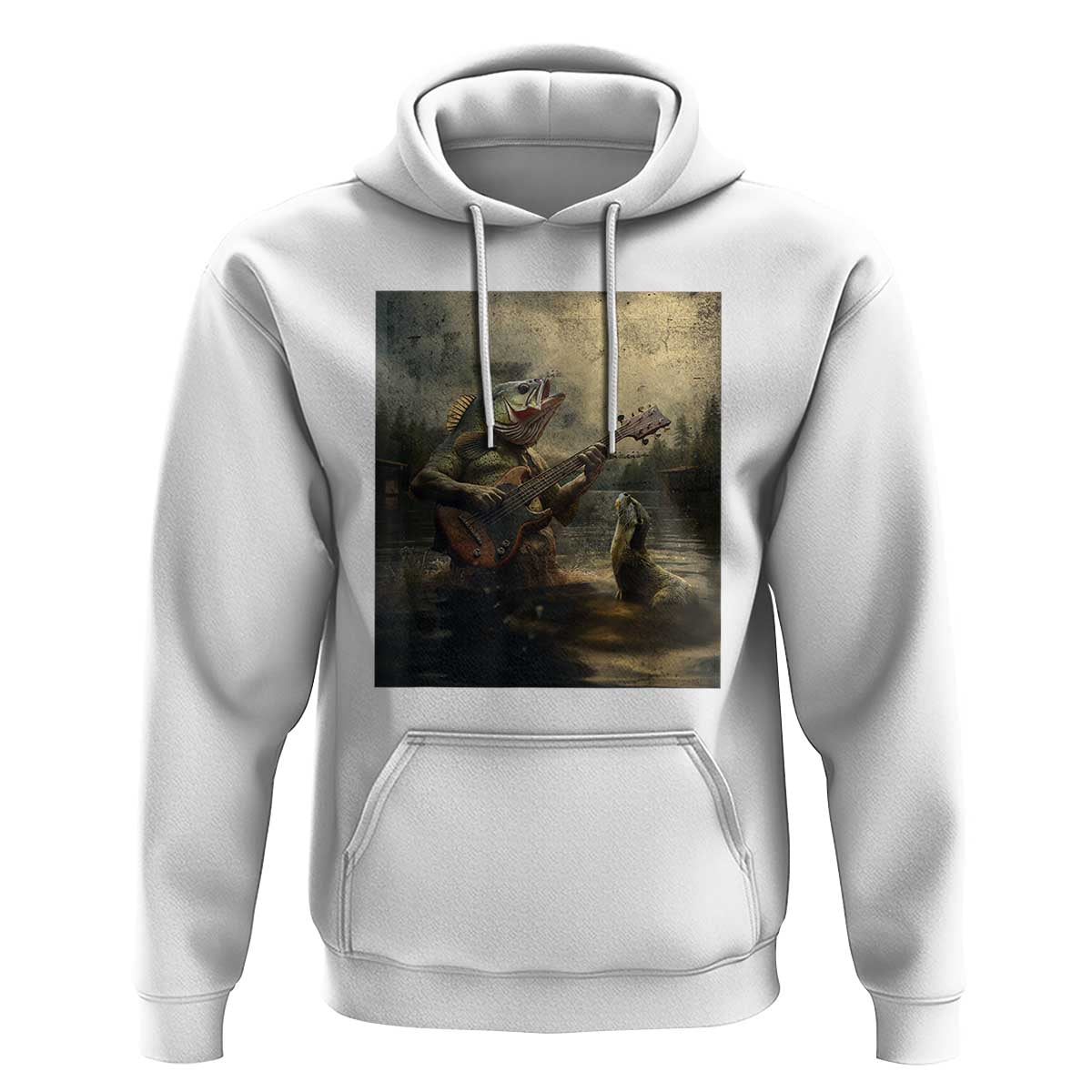 Weird Bass Fish Playing Bass Guitar Hoodie Funny Cursed Meme - Wonder Print Shop