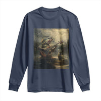 Weird Bass Fish Playing Bass Guitar Long Sleeve Shirt Funny Cursed Meme - Wonder Print Shop