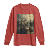 Weird Bass Fish Playing Bass Guitar Long Sleeve Shirt Funny Cursed Meme - Wonder Print Shop