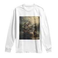Weird Bass Fish Playing Bass Guitar Long Sleeve Shirt Funny Cursed Meme - Wonder Print Shop