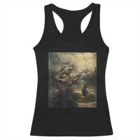 Weird Bass Fish Playing Bass Guitar Racerback Tank Top Funny Cursed Meme - Wonder Print Shop