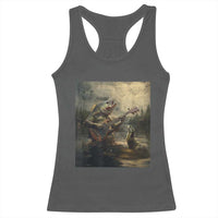 Weird Bass Fish Playing Bass Guitar Racerback Tank Top Funny Cursed Meme - Wonder Print Shop