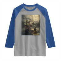 Weird Bass Fish Playing Bass Guitar Raglan Shirt Funny Cursed Meme - Wonder Print Shop