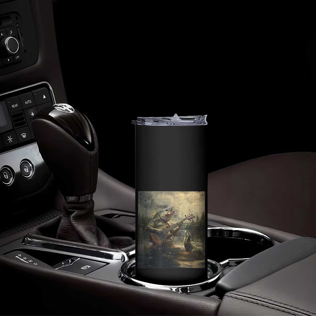 Weird Bass Fish Playing Bass Guitar Skinny Tumbler Funny Cursed Meme - Wonder Print Shop