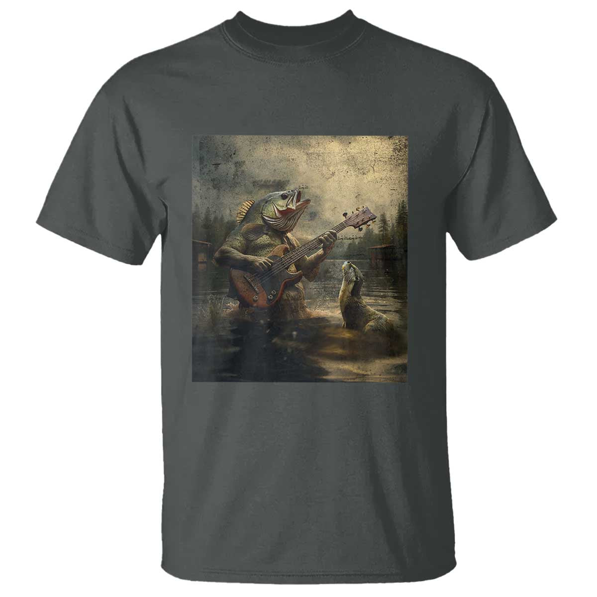 Weird Bass Fish Playing Bass Guitar T Shirt Funny Cursed Meme - Wonder Print Shop