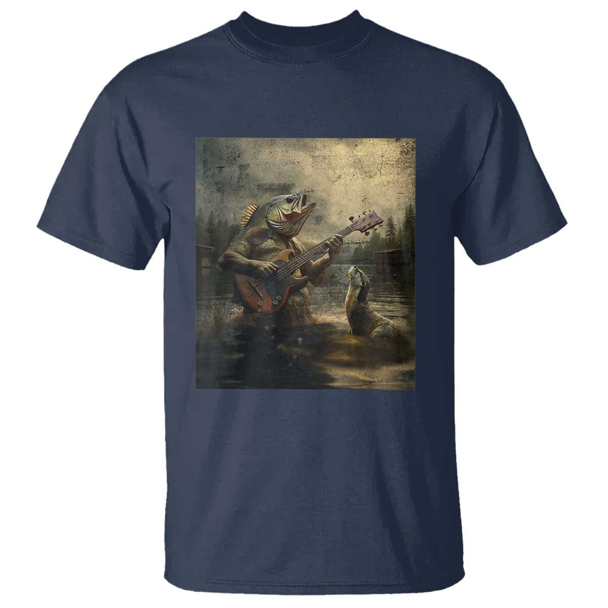 Weird Bass Fish Playing Bass Guitar T Shirt Funny Cursed Meme - Wonder Print Shop