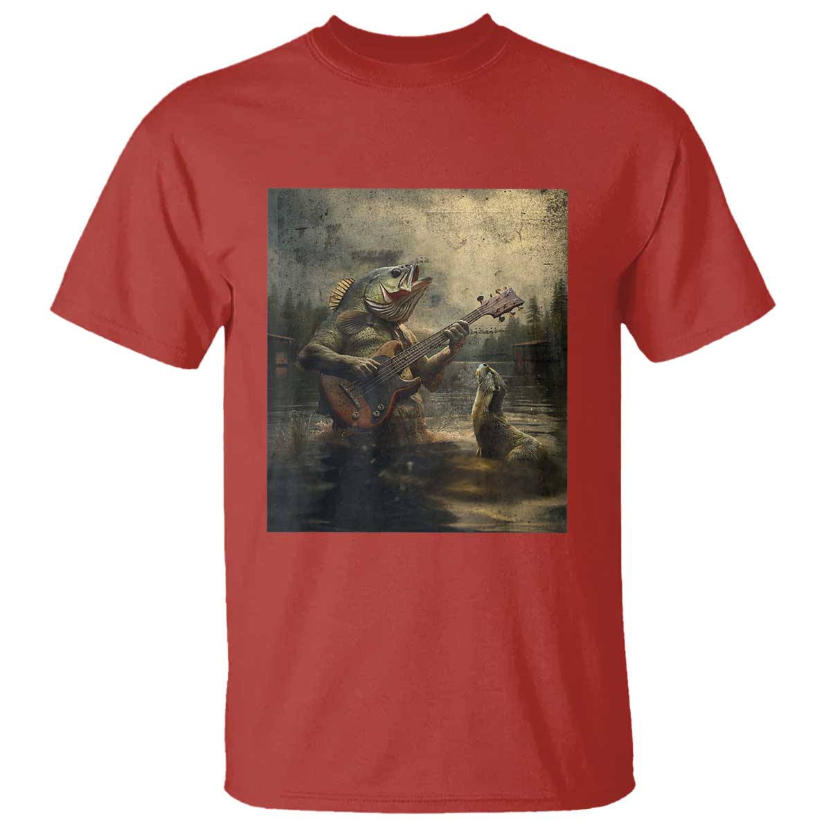 Weird Bass Fish Playing Bass Guitar T Shirt Funny Cursed Meme - Wonder Print Shop