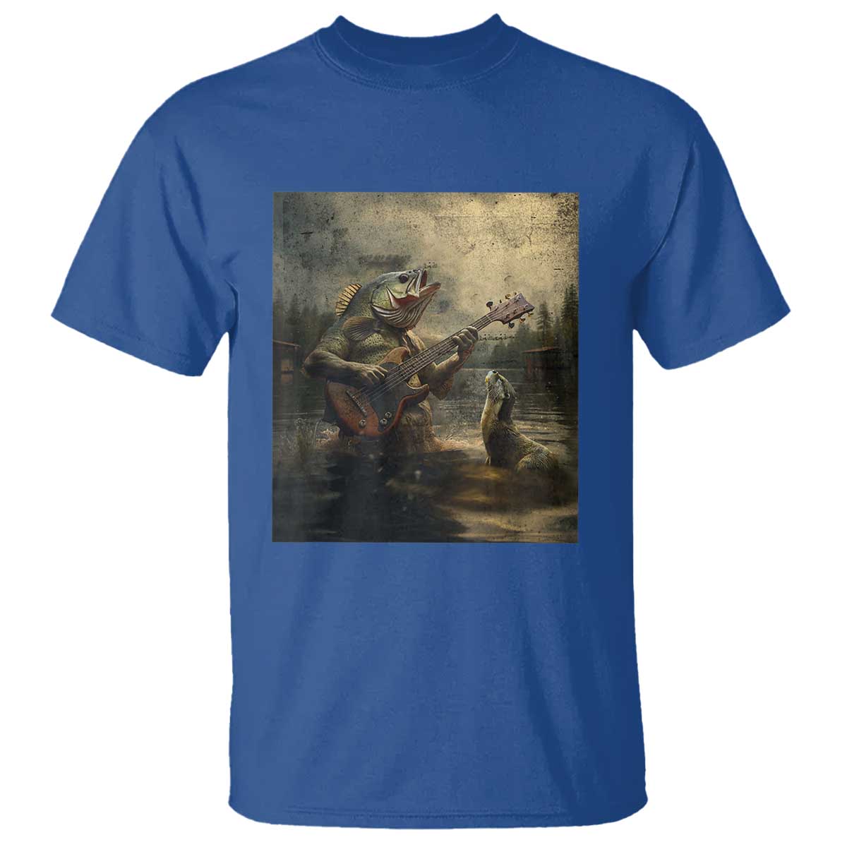Weird Bass Fish Playing Bass Guitar T Shirt Funny Cursed Meme - Wonder Print Shop