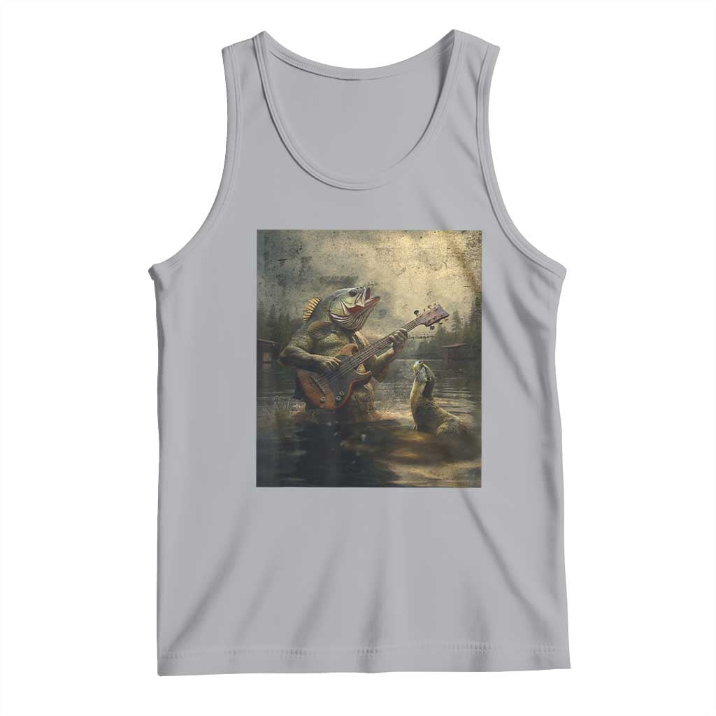 Weird Bass Fish Playing Bass Guitar Tank Top Funny Cursed Meme - Wonder Print Shop