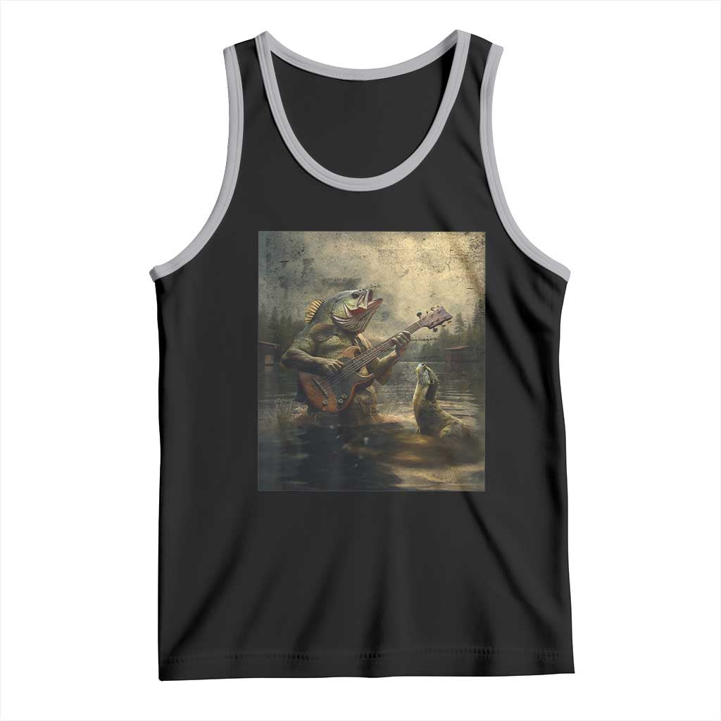 Weird Bass Fish Playing Bass Guitar Tank Top Funny Cursed Meme - Wonder Print Shop