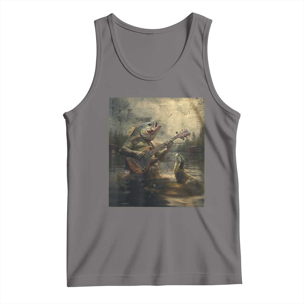 Weird Bass Fish Playing Bass Guitar Tank Top Funny Cursed Meme - Wonder Print Shop