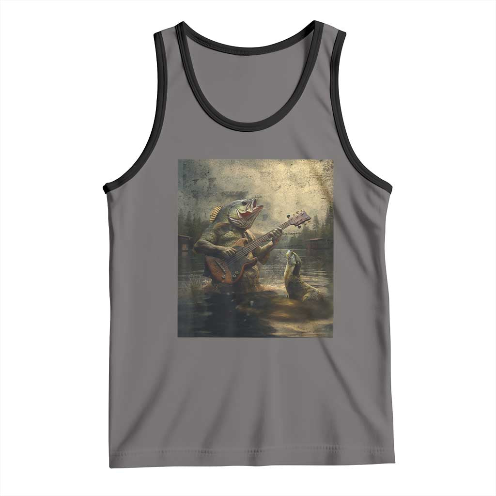 Weird Bass Fish Playing Bass Guitar Tank Top Funny Cursed Meme - Wonder Print Shop