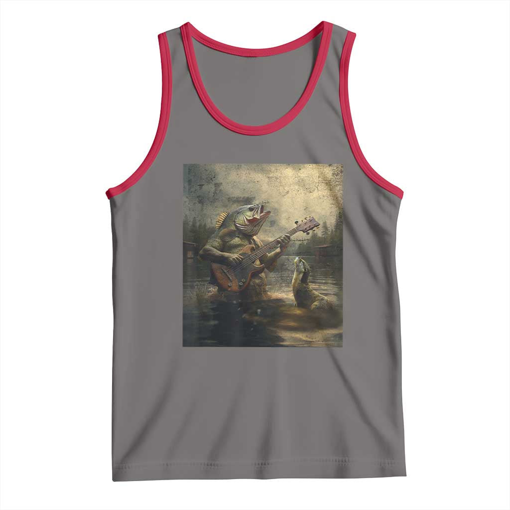 Weird Bass Fish Playing Bass Guitar Tank Top Funny Cursed Meme - Wonder Print Shop