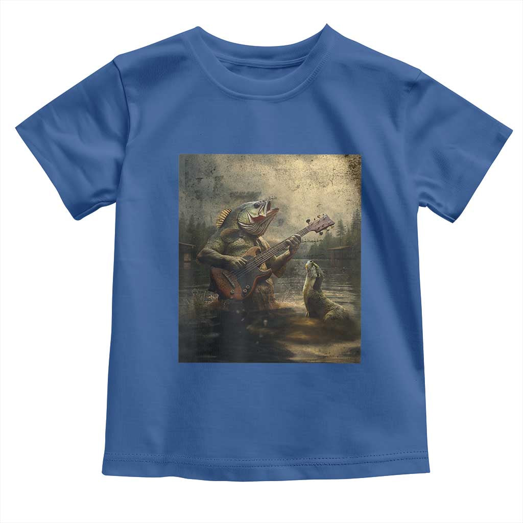 Weird Bass Fish Playing Bass Guitar Toddler T Shirt Funny Cursed Meme - Wonder Print Shop
