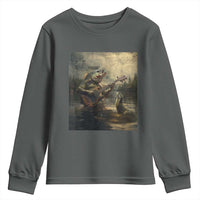 Weird Bass Fish Playing Bass Guitar Youth Sweatshirt Funny Cursed Meme - Wonder Print Shop