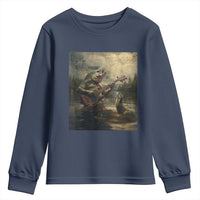 Weird Bass Fish Playing Bass Guitar Youth Sweatshirt Funny Cursed Meme - Wonder Print Shop