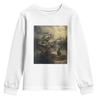 Weird Bass Fish Playing Bass Guitar Youth Sweatshirt Funny Cursed Meme - Wonder Print Shop