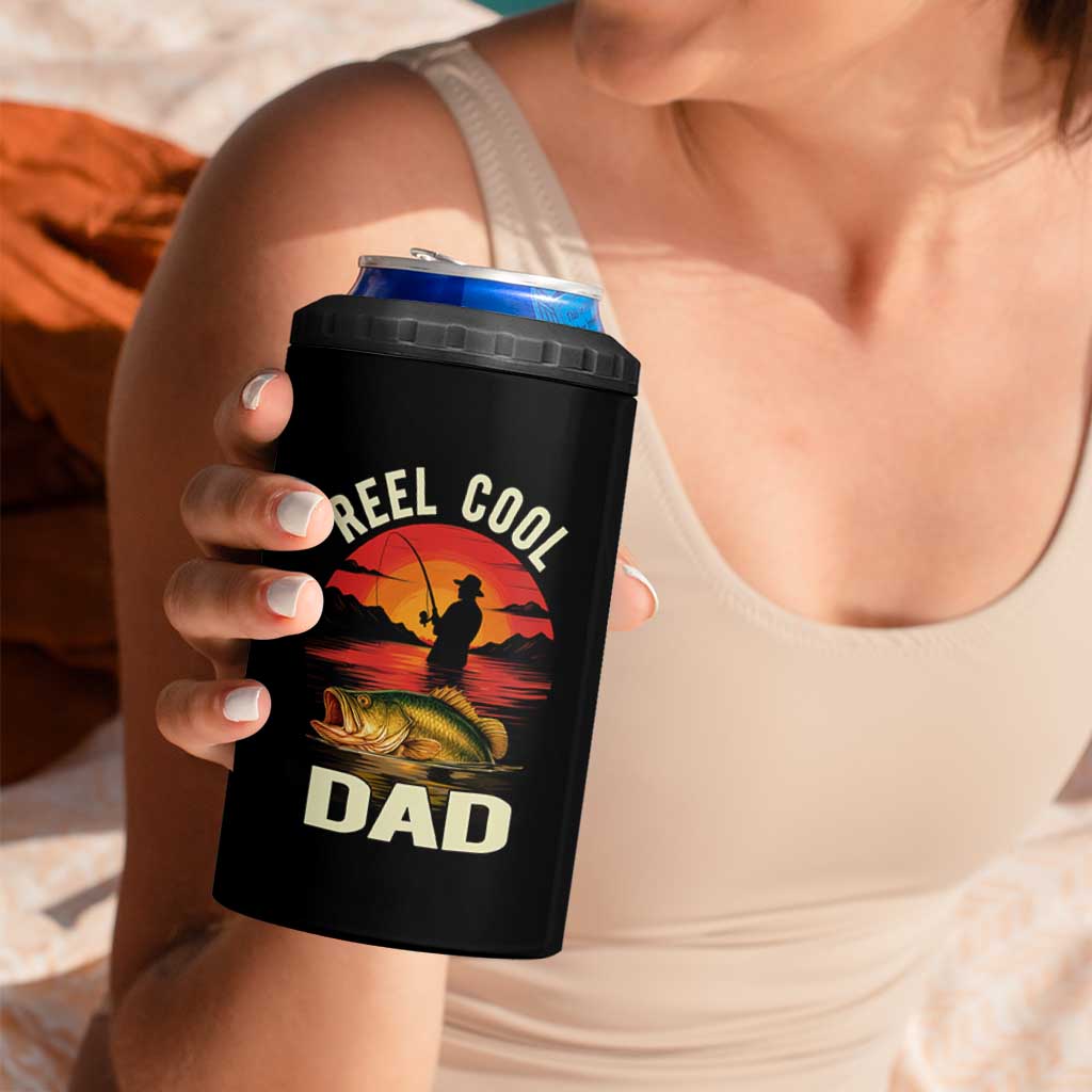 Funny Fishing Dad 4 in 1 Can Cooler Tumbler Reel Cool Dad - Wonder Print Shop