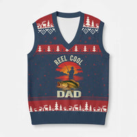 Funny Fishing Dad V-Neck Knit Sweater Vest Reel Cool Dad - Wonder Print Shop