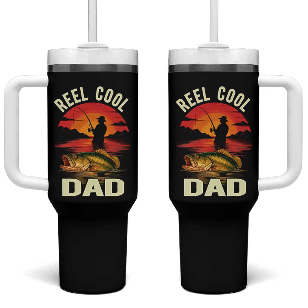 Funny Fishing Dad Tumbler With Handle Reel Cool Dad - Wonder Print Shop