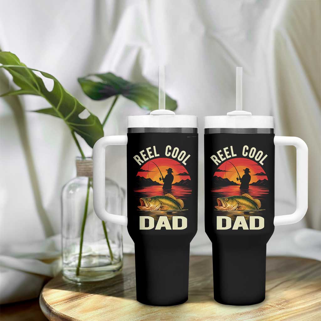 Funny Fishing Dad Tumbler With Handle Reel Cool Dad - Wonder Print Shop