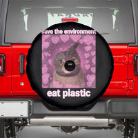 Save The Environment Eat Plastic Spare Tire Cover Funny Cute Cat Meme - Wonder Print Shop