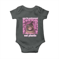 Save The Environment Eat Plastic Baby Onesie Funny Cute Cat Meme - Wonder Print Shop