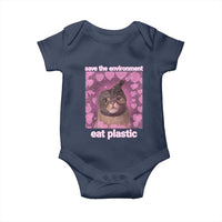 Save The Environment Eat Plastic Baby Onesie Funny Cute Cat Meme - Wonder Print Shop