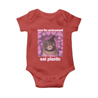 Save The Environment Eat Plastic Baby Onesie Funny Cute Cat Meme - Wonder Print Shop