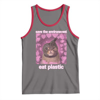 Save The Environment Eat Plastic Tank Top Funny Cute Cat Meme - Wonder Print Shop