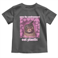 Save The Environment Eat Plastic Toddler T Shirt Funny Cute Cat Meme - Wonder Print Shop