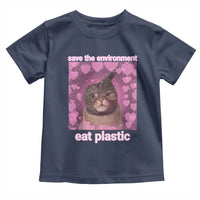Save The Environment Eat Plastic Toddler T Shirt Funny Cute Cat Meme - Wonder Print Shop