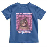 Save The Environment Eat Plastic Toddler T Shirt Funny Cute Cat Meme - Wonder Print Shop