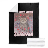 Tummy Ache Survivor Throw Blanket Funny Cute Cat Meme - Wonder Print Shop