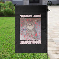 Tummy Ache Survivor Garden Flag Funny Cute Cat Meme - Wonder Print Shop