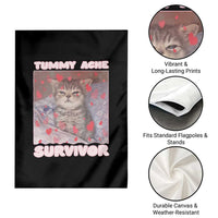 Tummy Ache Survivor Garden Flag Funny Cute Cat Meme - Wonder Print Shop