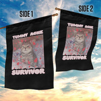 Tummy Ache Survivor Garden Flag Funny Cute Cat Meme - Wonder Print Shop