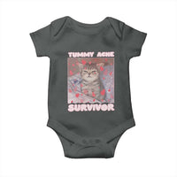 Tummy Ache Survivor Baby Onesie Funny Cute Cat Meme - Wonder Print Shop