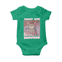 Tummy Ache Survivor Baby Onesie Funny Cute Cat Meme - Wonder Print Shop